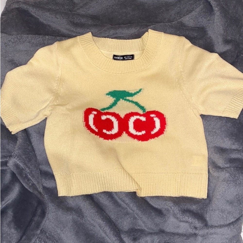 $5 SALE!!! Tan cherry sweater